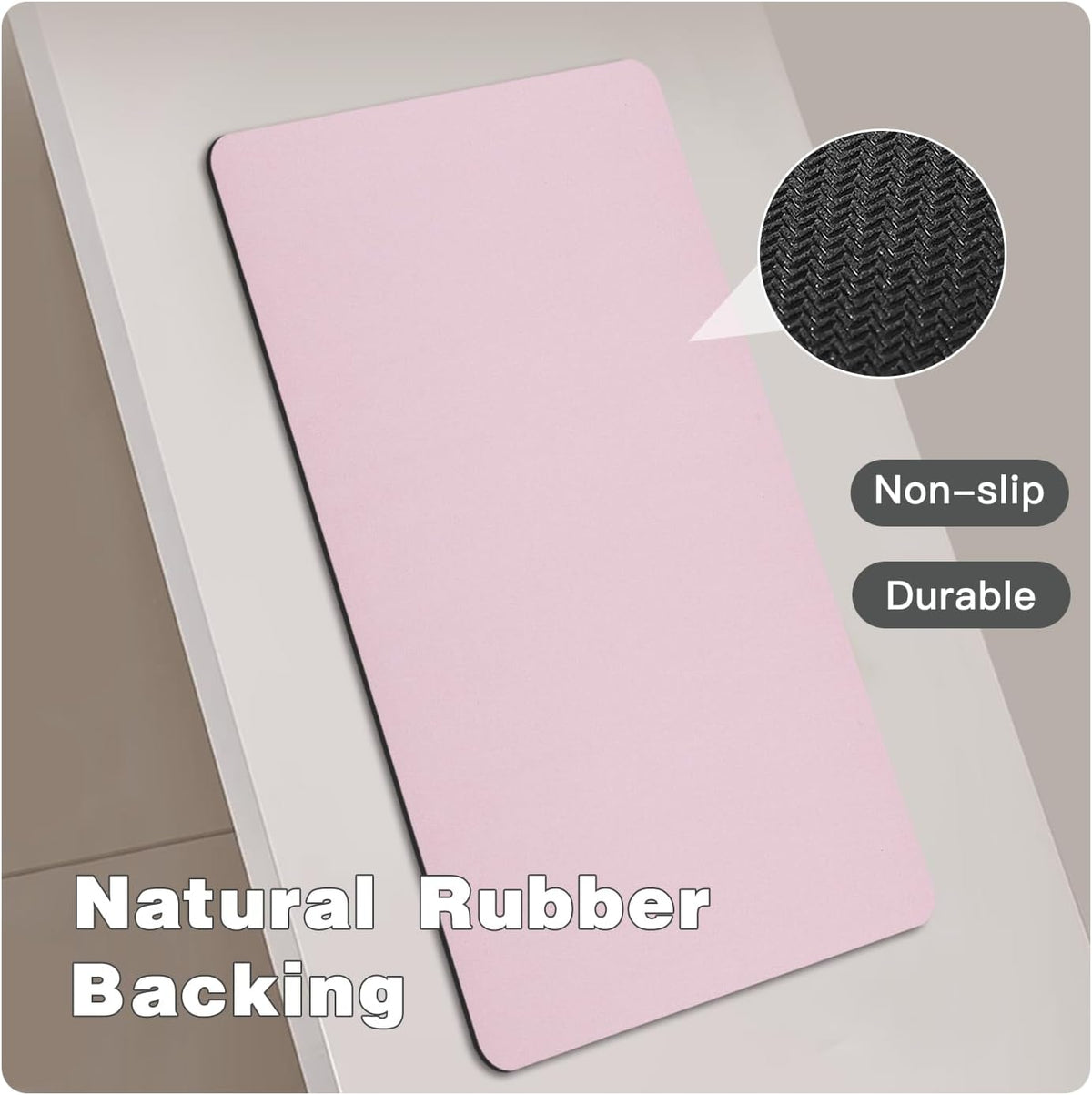 Thin Bath Mat, Small Bathroom Rugs Non Slip Washable, 16x24 Pink