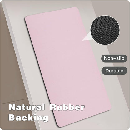 Thin Bath Mat, Small Bathroom Rugs Non Slip Washable, 16x24 Pink
