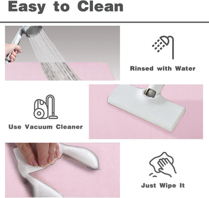 Thin Bath Mat, Small Bathroom Rugs Non Slip Washable, 16x24 Pink