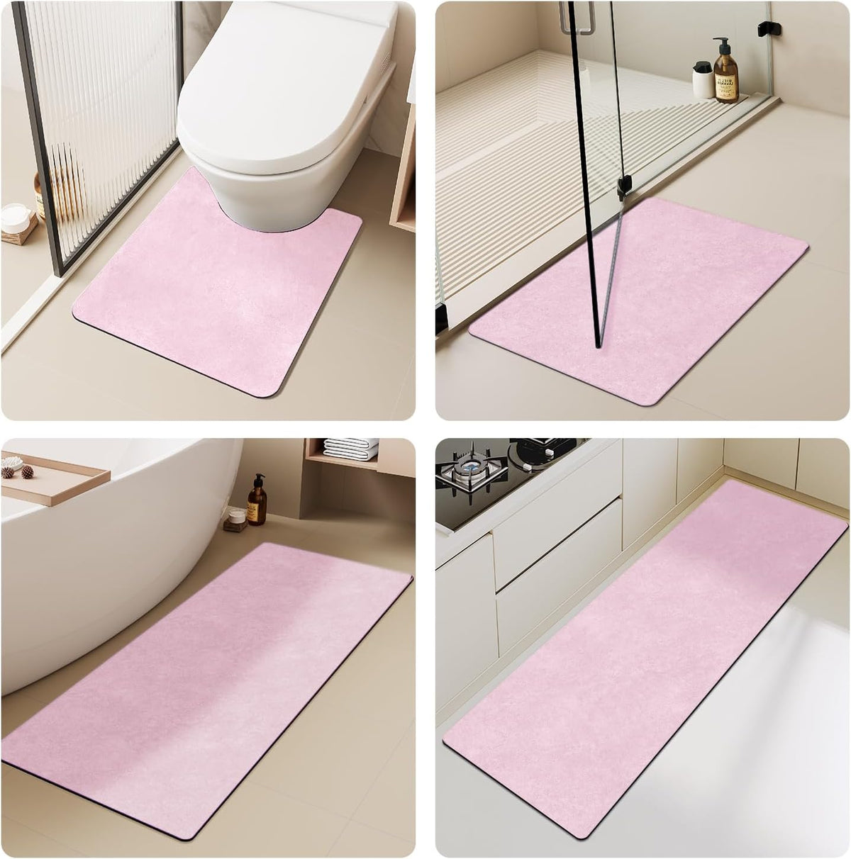 Thin Bath Mat, Small Bathroom Rugs Non Slip Washable, 16x24 Pink