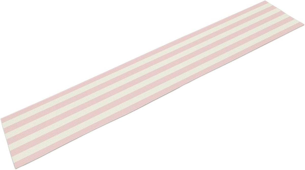 Pink Striped Table Runner, Modern Farmhouse Pink White Striped Table Runner for Party Dining Room Home Kitchen Cafe 13x36in