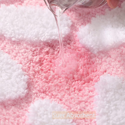 Pink Bathroom Rugs Cute Daisy Bath Mat White and Yellow Flower Decor Rug Non Slip Floor Carpet Microfiber Bathmat Super Absorbent Machine Washable Bathtub Mats for Shower (16x24 inch)