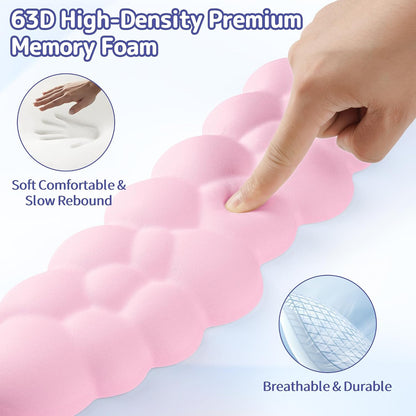 Cloud Wrist Rest Keyboard, Cloud Keyboard Wrist Pad Set with PU Leather Memory Foam, Cute Arm Rest for Palm Support, PC/Gaming Desk Accessories/Office Setup/Computer Hand Cushion - Pink