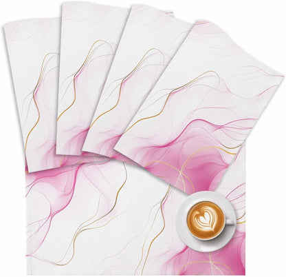 Placemat Set of 6 Pink Water Ripple Dining Table Placemats Marble Modern Art Heat Resistant Washable Table Mats Non Slip Kitchen Placemats for Dining Room Home Decor