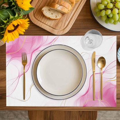 Placemat Set of 6 Pink Water Ripple Dining Table Placemats Marble Modern Art Heat Resistant Washable Table Mats Non Slip Kitchen Placemats for Dining Room Home Decor