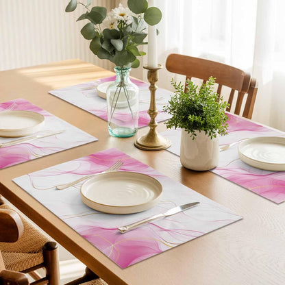Placemat Set of 6 Pink Water Ripple Dining Table Placemats Marble Modern Art Heat Resistant Washable Table Mats Non Slip Kitchen Placemats for Dining Room Home Decor