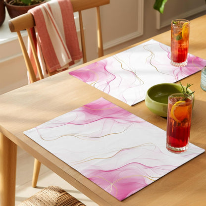 Placemat Set of 6 Pink Water Ripple Dining Table Placemats Marble Modern Art Heat Resistant Washable Table Mats Non Slip Kitchen Placemats for Dining Room Home Decor