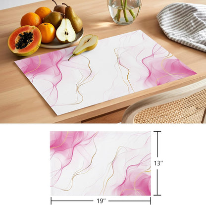 Placemat Set of 6 Pink Water Ripple Dining Table Placemats Marble Modern Art Heat Resistant Washable Table Mats Non Slip Kitchen Placemats for Dining Room Home Decor