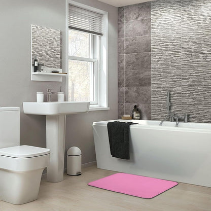 Light Pink Elegant Simple Bathroom Rug, Non Slip & Soft Absorbent Bath Mat Carpets for Bathroom 16" x 24"