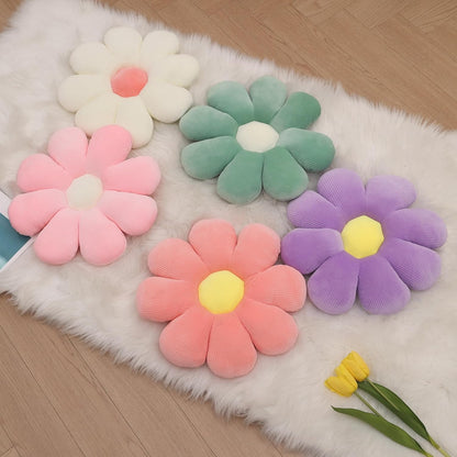 2 Pcs Flower Pillow Decorative Throw Pillows for Bed Couch Sofa Chair, 15.35" Cute Aesthetic Daisy Shaped Throw Pillows Floor Cushions for Bedroom Room Dorm Classroom (White, Orange Pink, 15.35 Inch)