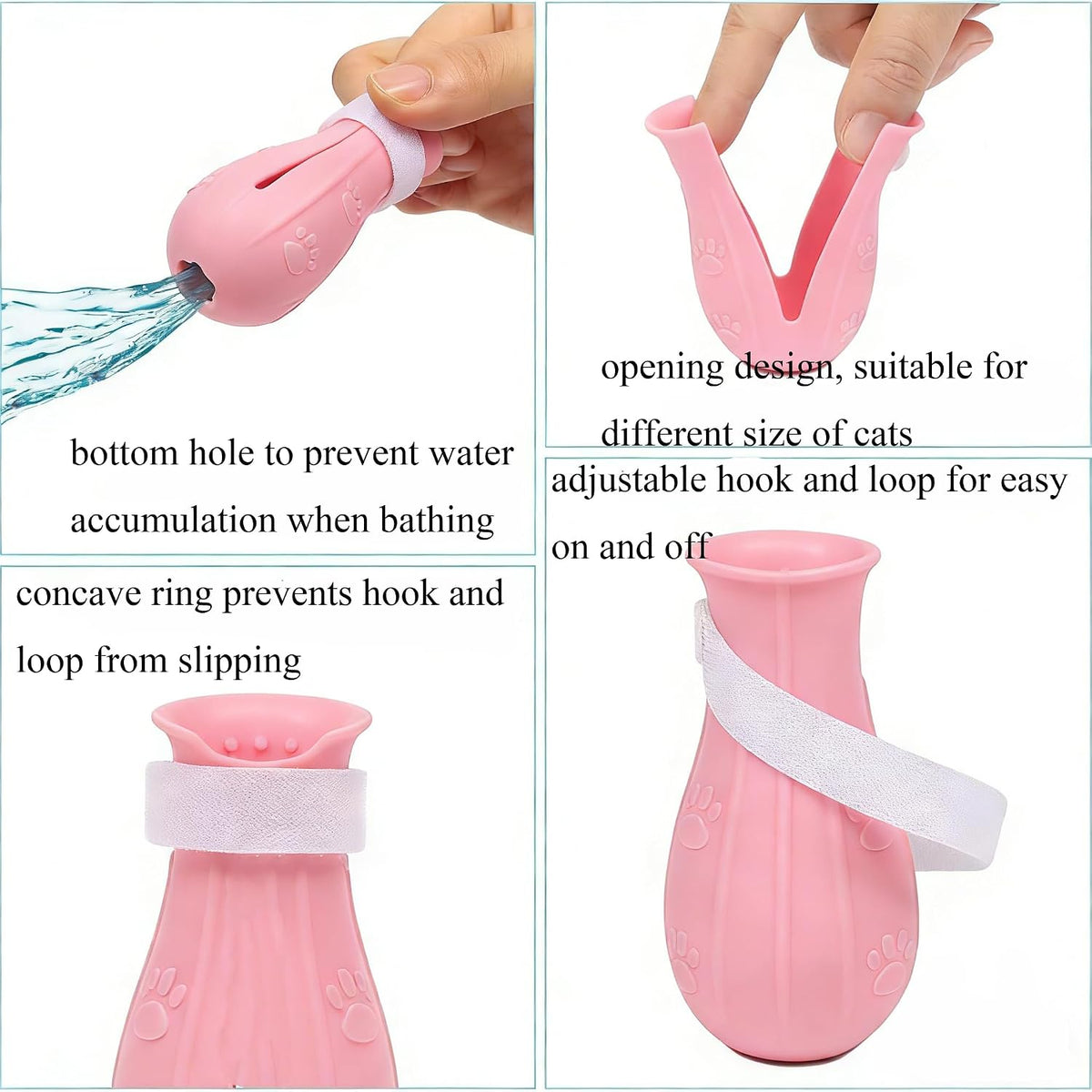 4 Pcs Cat Feet Claw Covers Anti-Scratch Paw Protector Shoes Adjustable Cat Bath Boots Kitten Shower Gloves for Grooming Bathing