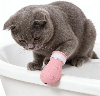 4 Pcs Cat Feet Claw Covers Anti-Scratch Paw Protector Shoes Adjustable Cat Bath Boots Kitten Shower Gloves for Grooming Bathing