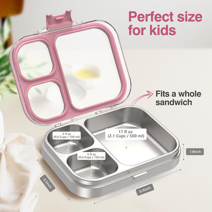 HOMEKOL Stainless Steel Bento Lunch Box, Pink, 3.3Cups
