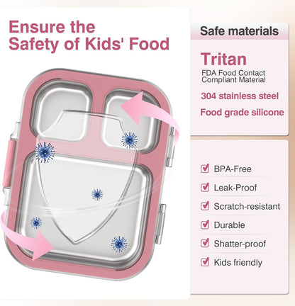 HOMEKOL Stainless Steel Bento Lunch Box, Pink, 3.3Cups
