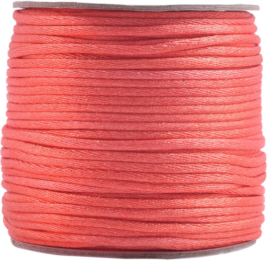 50 Yards 2.0mm Nylon Rattail Satin Silk Trim Cord Beading String for Chinese Knotting, Kumihimo, Beading, Macramé, Jewelry Making, Dark Peach