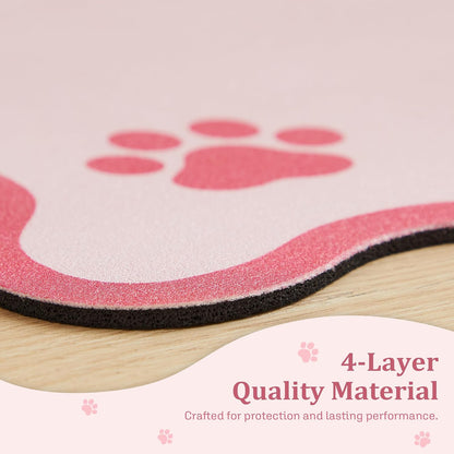 Scalloped Dog Feeding Mat, Absorbent Mats for Dog Food and Water Bowl, Dispenser, Feeder, Trendy Cute Aesthetic Pet Placemat for Dogs, Cats, Puppy Accessories Pink, 12" x 19"