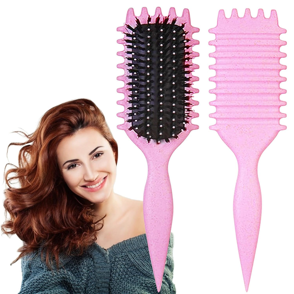 1 PCS Curly Hair Brush, Curl Defining Brush (Pink)