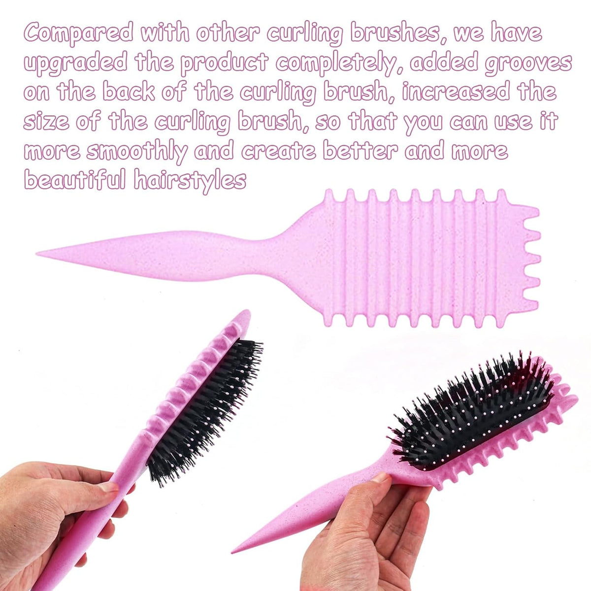 1 PCS Curly Hair Brush, Curl Defining Brush (Pink)