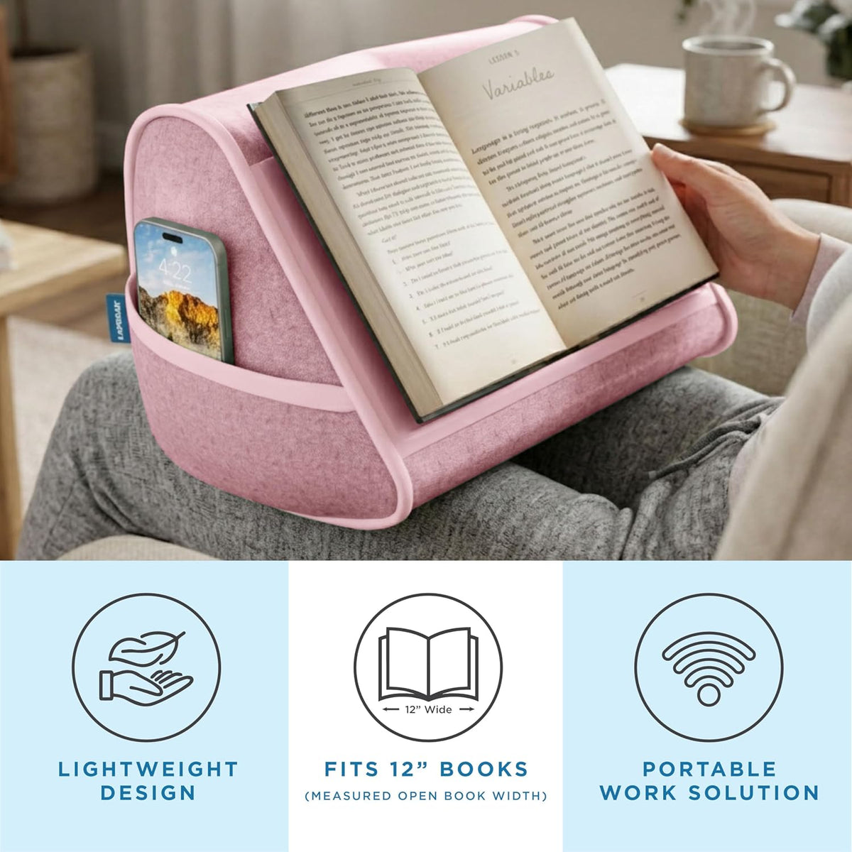 Book Pillow - Pink, Fits 6" x 9" Books