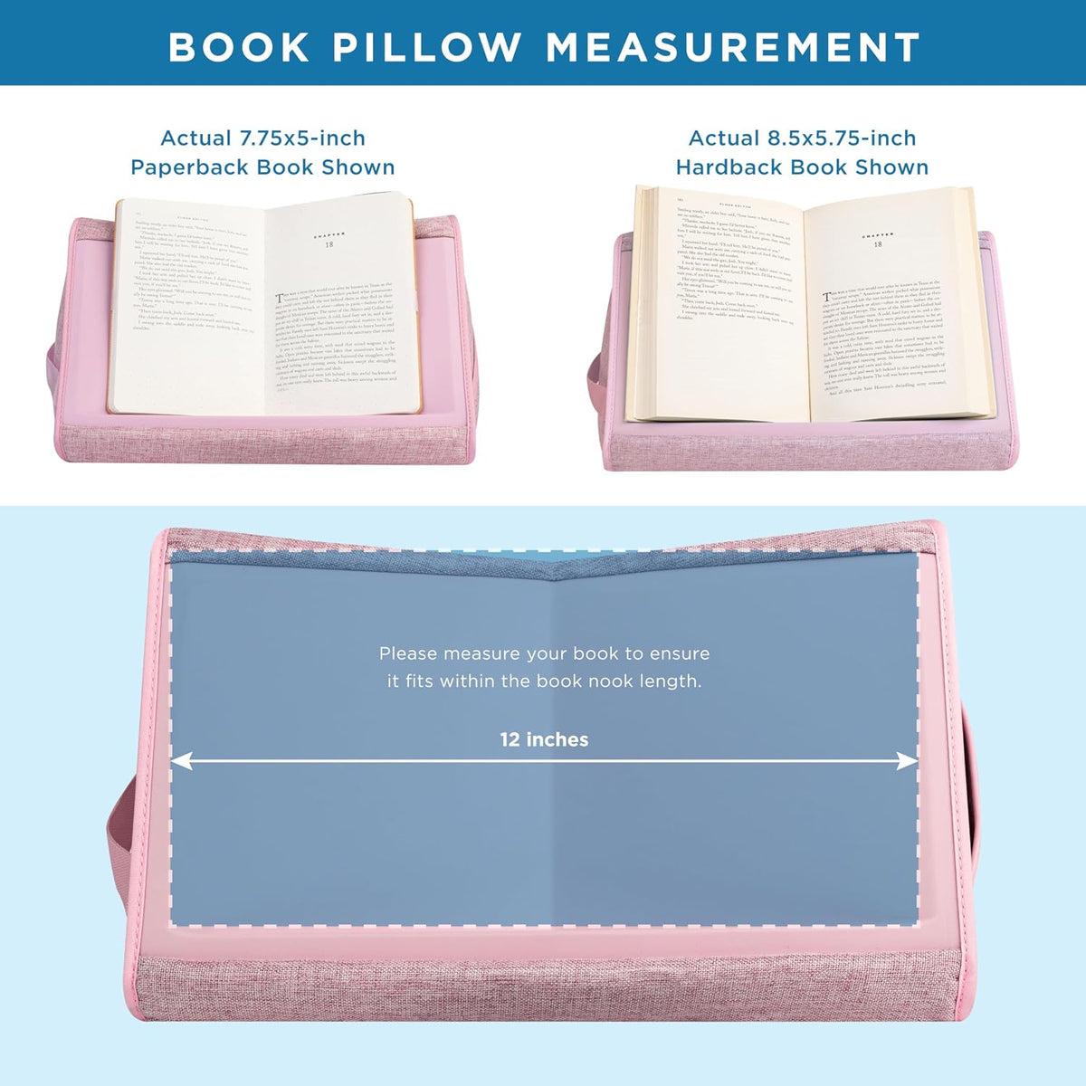 Book Pillow - Pink, Fits 6" x 9" Books