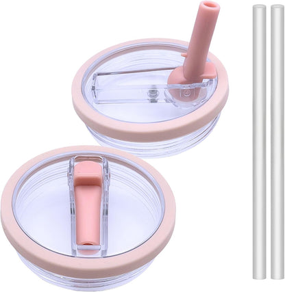 2 Pack 40 Oz Stanley Replacement Lid, Flip Straw Leak Proof Top Fit For Quencher, Spill Proof Design Tumbler Lid Replacement, Stanley Cup Lid Accessories (Light Pink 2 Pcs)