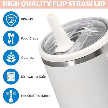 2 Pack 40 Oz Stanley Replacement Lid, Flip Straw Leak Proof Top Fit For Quencher, Spill Proof Design Tumbler Lid Replacement, Stanley Cup Lid Accessories (Light Pink 2 Pcs)