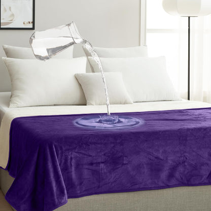 Waterproof Blanket for Bed, Couch & Sofa, Reversible Sherpa & Flannel Throw Blanket, Leakproof Soft Washable Furniture Protector for Pets & Home (Purple, 60"x80")