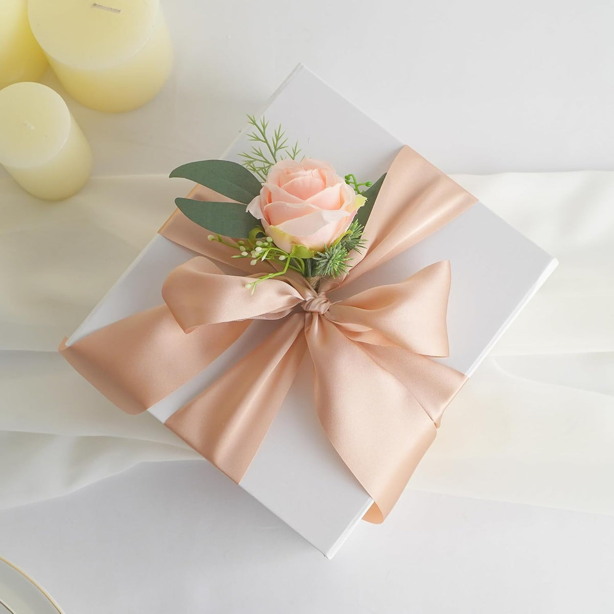 Peach Silk Ribbon - 2 Inch Silk Satin Ribbon, 5 Yards On Spool, Perfect for Crafts, Wedding Decor, Flower Bouquet, Bridal Shower Decor