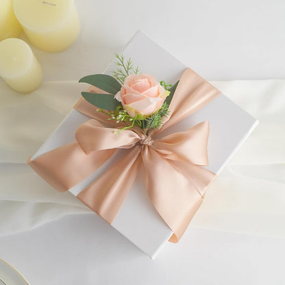 Peach Silk Ribbon - 2 Inch Silk Satin Ribbon, 5 Yards On Spool, Perfect for Crafts, Wedding Decor, Flower Bouquet, Bridal Shower Decor