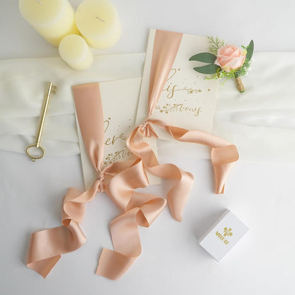 Peach Silk Ribbon - 2 Inch Silk Satin Ribbon, 5 Yards On Spool, Perfect for Crafts, Wedding Decor, Flower Bouquet, Bridal Shower Decor