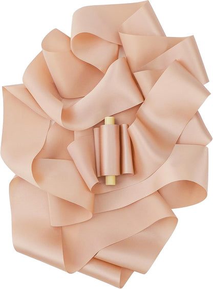 Peach Silk Ribbon - 2 Inch Silk Satin Ribbon, 5 Yards On Spool, Perfect for Crafts, Wedding Decor, Flower Bouquet, Bridal Shower Decor