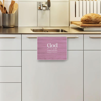 God is Still Writing Your Story - Girly Room Decor, Christian Gifts Waffle Decorative Dish Towels for Kitchen Prayer Room, Christian Gifts Hand Towel, Bible Tea Towel, 16x24 Inches- Pink