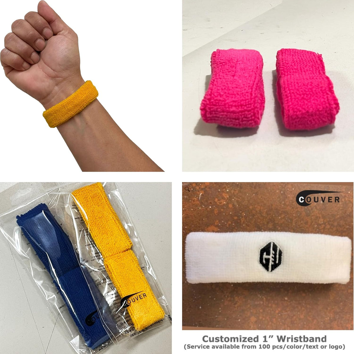 1 Inch Thin Cotton Terry Athletic Wrist Sweatbands