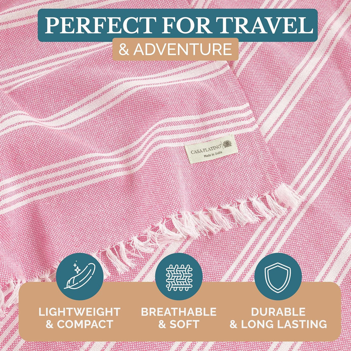 Oversized Beach Towel, Lightweight Quick Dry Pool - Candy Pink