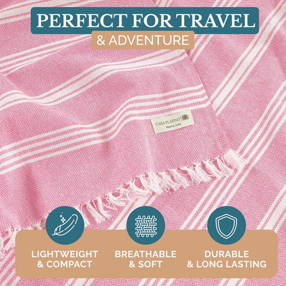 Oversized Beach Towel, Lightweight Quick Dry Pool - Candy Pink