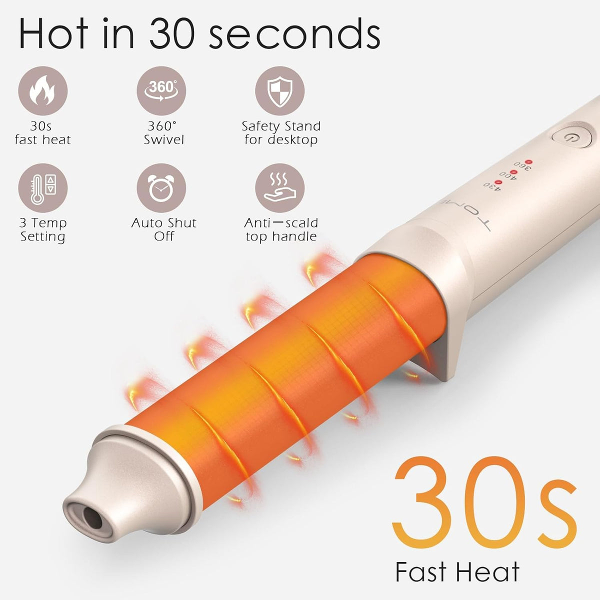 Mini Oval Wand 1.25 in, 3 Heat 360–430°F, Dual Voltage Travel Curler