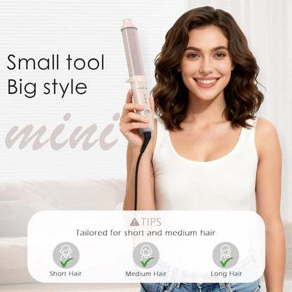 Mini Oval Wand 1.25 in, 3 Heat 360–430°F, Dual Voltage Travel Curler