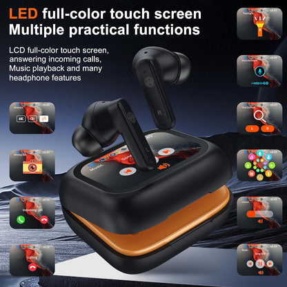 Wireless Earbuds Bluetooth 5.4 Headphones, Touch Screen, Call ENC Noise Cancelling, USB Charging Case for iPhone/Android, Black