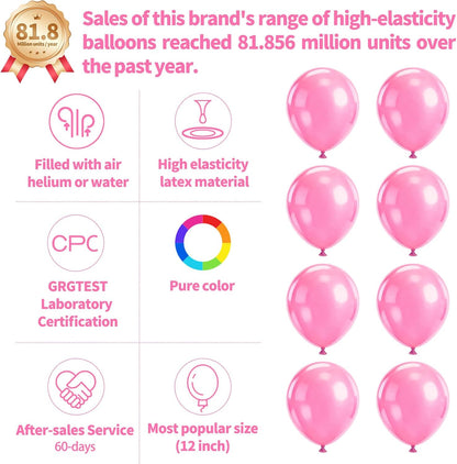 Pink Balloon 110pcs, Pink Latex Balloons12 inch for Birthday Valentine's Day Wedding(with 2 Ribbons)