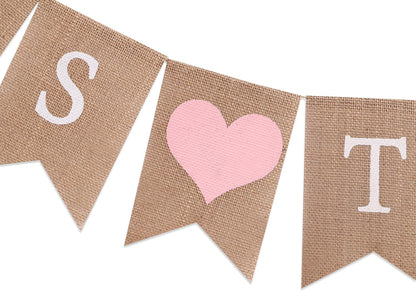 Miss to Mrs Burlap Banner - Pink Bridal Shower Decorations, Engagement Banner, Bachelorette Party Supplies