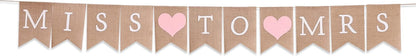 Miss to Mrs Burlap Banner - Pink Bridal Shower Decorations, Engagement Banner, Bachelorette Party Supplies
