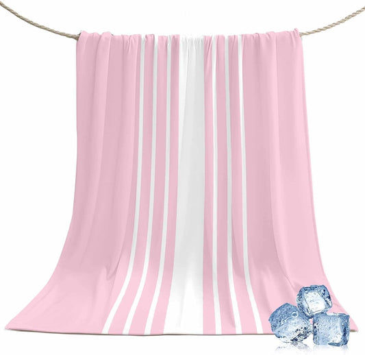 40"x60" Lap Cooling Blanket Pink Stripes Ice Silk Lightweight Breathable Soft Summer Blanket for Hot Sleepers Couch Bed Sofa Camping Spring Summer