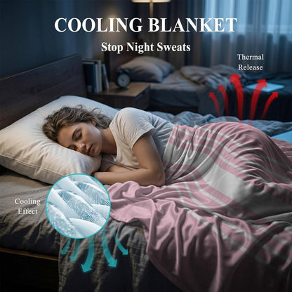 40"x60" Lap Cooling Blanket Pink Stripes Ice Silk Lightweight Breathable Soft Summer Blanket for Hot Sleepers Couch Bed Sofa Camping Spring Summer