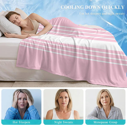 40"x60" Lap Cooling Blanket Pink Stripes Ice Silk Lightweight Breathable Soft Summer Blanket for Hot Sleepers Couch Bed Sofa Camping Spring Summer
