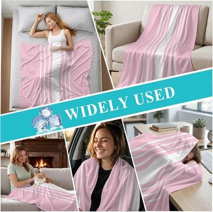 40"x60" Lap Cooling Blanket Pink Stripes Ice Silk Lightweight Breathable Soft Summer Blanket for Hot Sleepers Couch Bed Sofa Camping Spring Summer