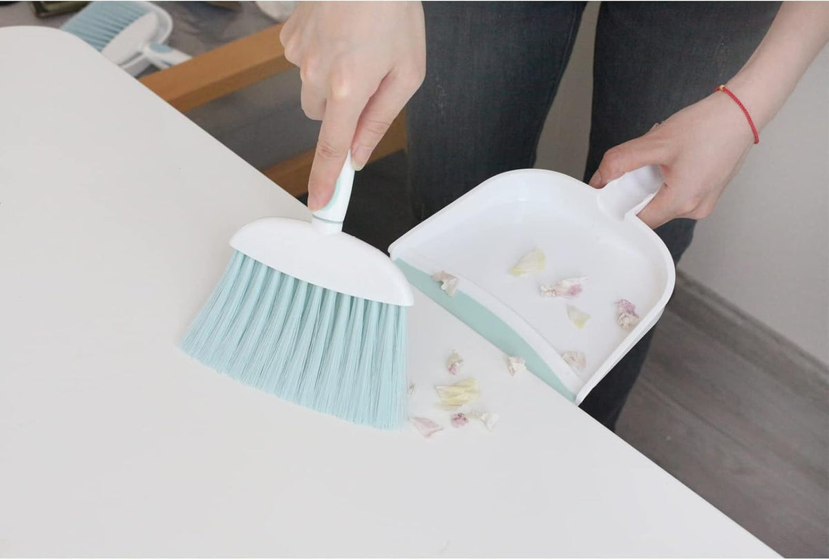 Mini Broom and Dustpan Set-Mini Whisk Set for Desk, Housekeeping, Office, Kitchen, Pet Nest, etc.,Daily Cleaning Necessity Plastic Mini Dustpan Set (Pink)