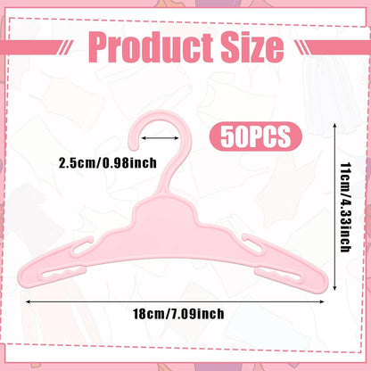 50 Pcs Pink Doll Clothes Hangers for 18 Inch Dolls