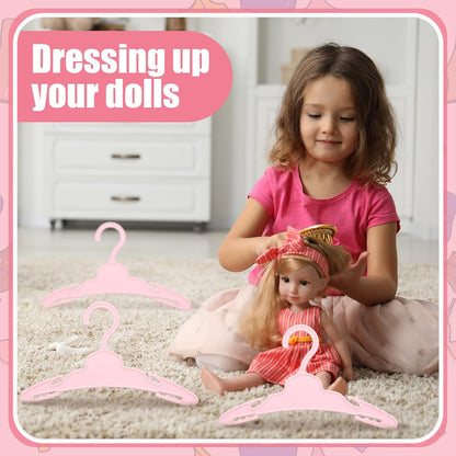 50 Pcs Pink Doll Clothes Hangers for 18 Inch Dolls
