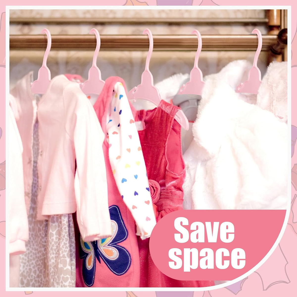 50 Pcs Pink Doll Clothes Hangers for 18 Inch Dolls