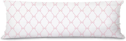 Coquette Preppy Pink Bow 20x54 Body Pillow Cover Case, Pink Coquette Room Decor, Preppy Room Dorm Decor, Girly Ribbon Grid Decorative Long Hug Pillow Cases for Bed Couch